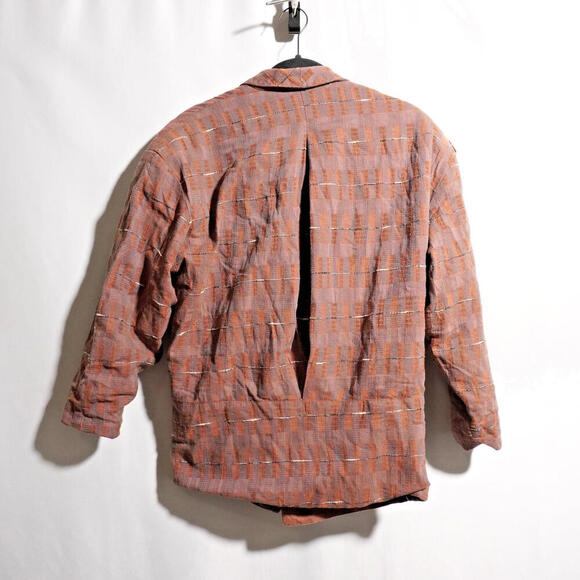 Vintage 80s French Designer Brown Blazer Jacket Plaid Dramatic Academia Punk XL - Picture 2 of 11